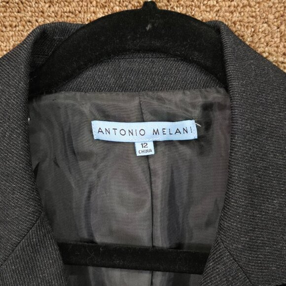 Antonio Melani Double Breasted Wool Blazer Gray Sz 12 Pre Owned - Picture 5 of 6